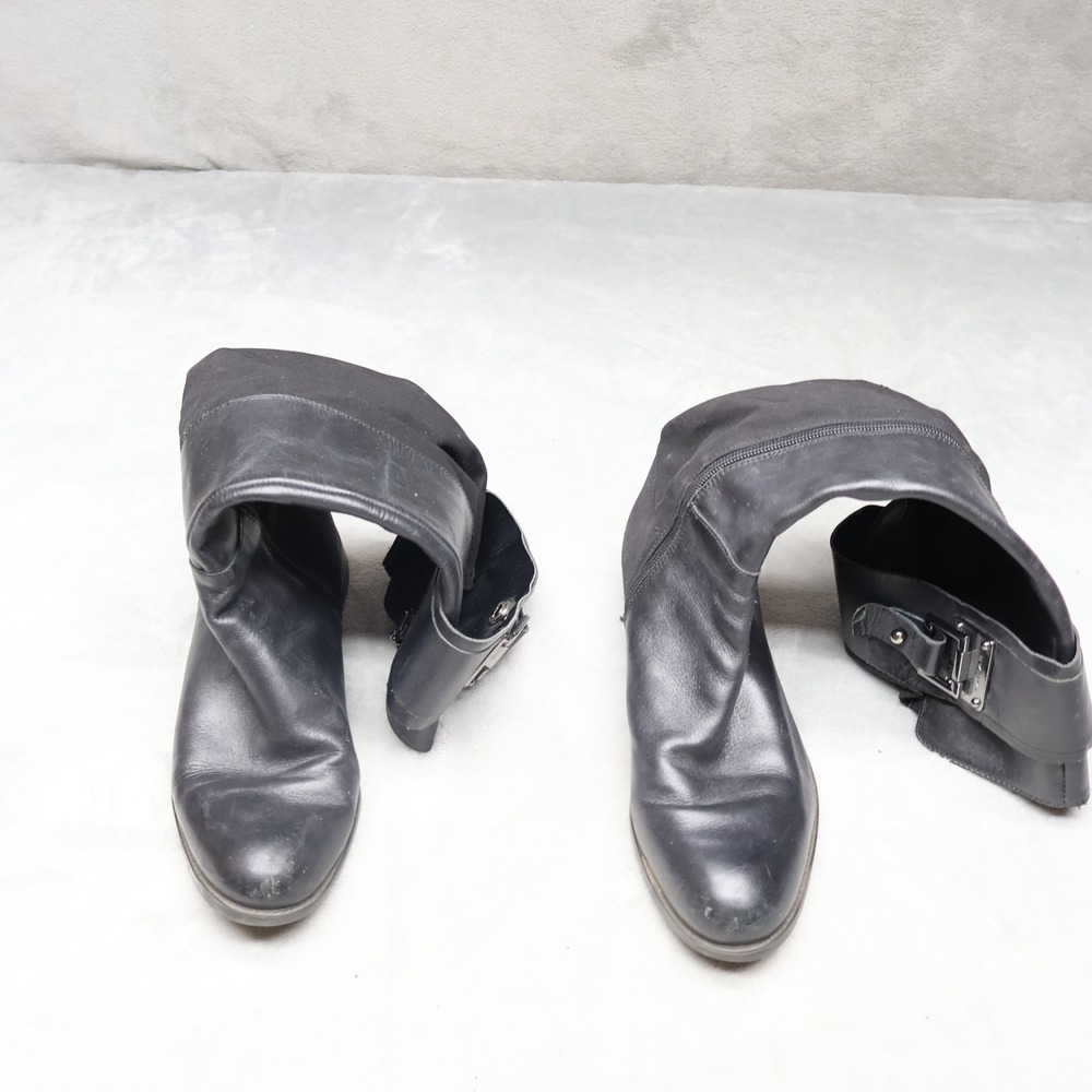 Tahari Women 8.5M Knee High Boots Black Leather Buckle Riding Classic‎ Winter